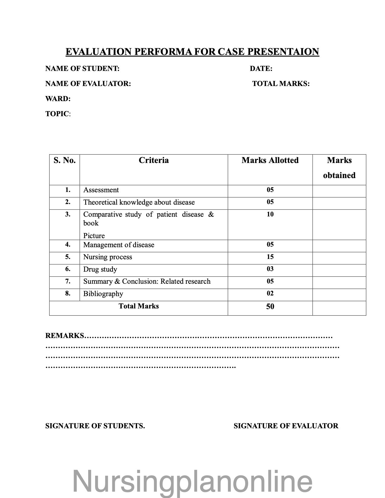 FORMAT-CASE PRESENTATION - Nursing Plan Online