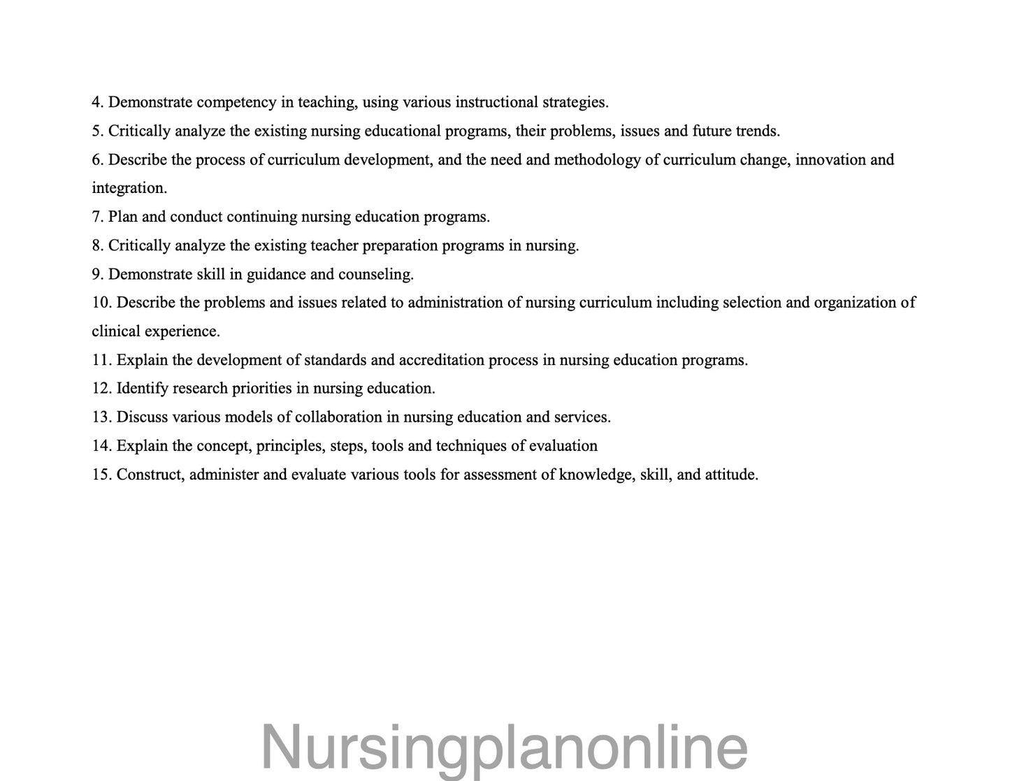 COURSE PLAN- M.Sc. NURSING FIRST YEAR - NURSING EDUCATION - Nursing Plan Online