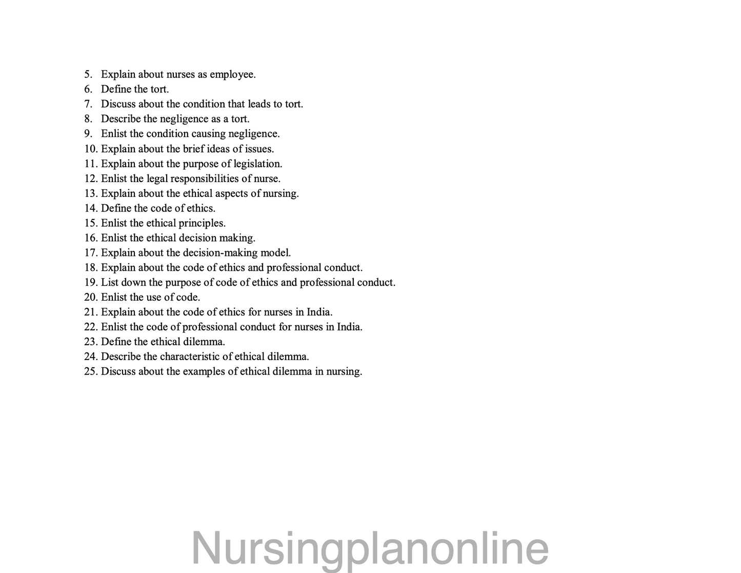 LESSON PLAN ON LEGAL AND ETHICAL ASPECTS IN NURSING - Nursing Plan Online