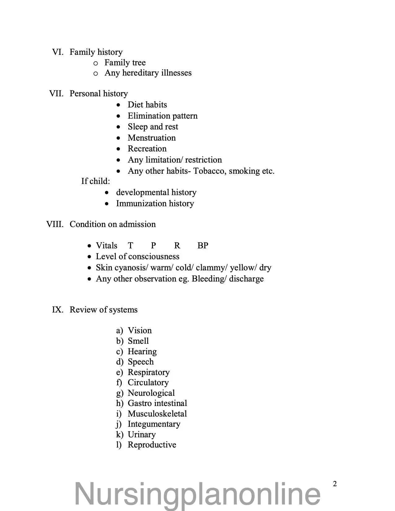 FORMAT- NURSING CARE PLAN