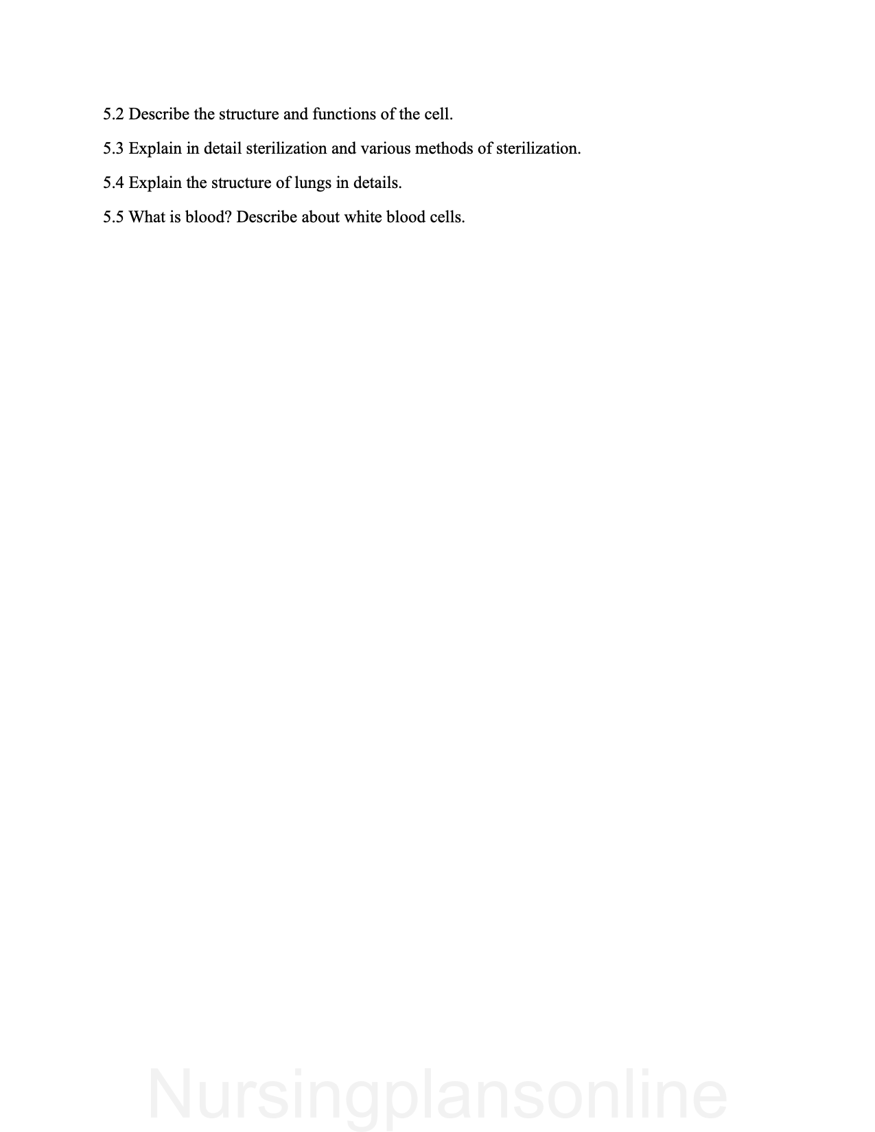 QUESTION PAPER- ANATOMY AND PHYSIOLOGY