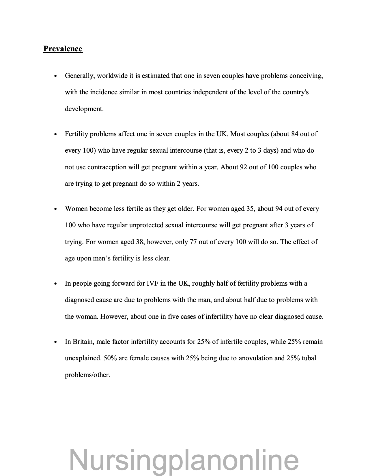 NOTES- INFERTILITY - Nursing Plan Online