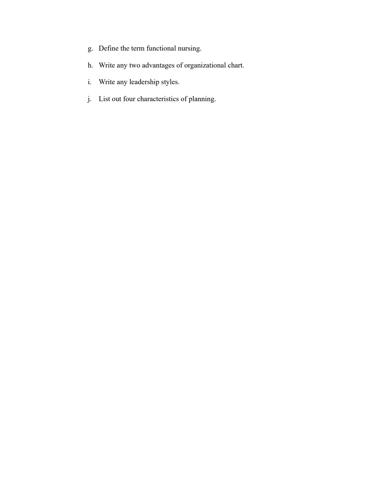 QUESTION PAPER- NURSING MANAGEMENT AND ADMINISTRATION
