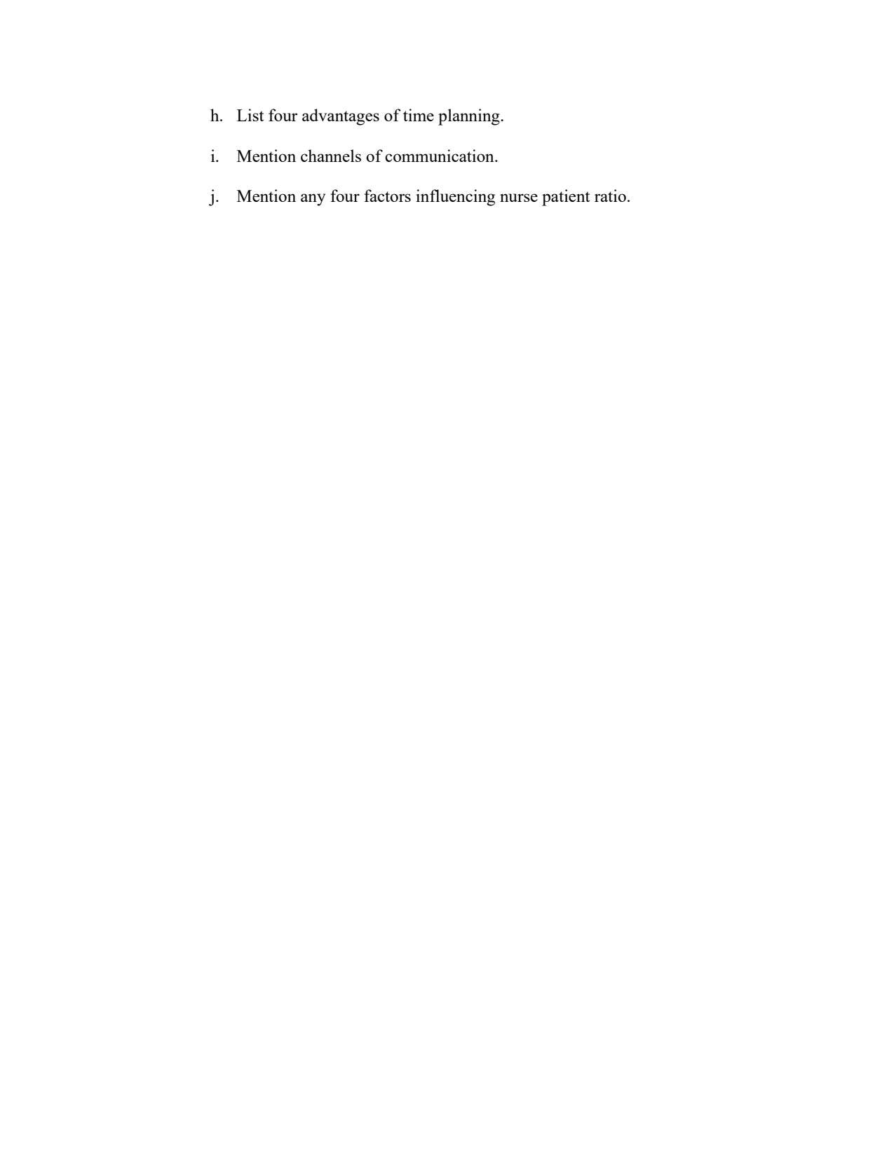 QUESTION PAPER- NURSING MANAGEMENT AND ADMINISTRATION