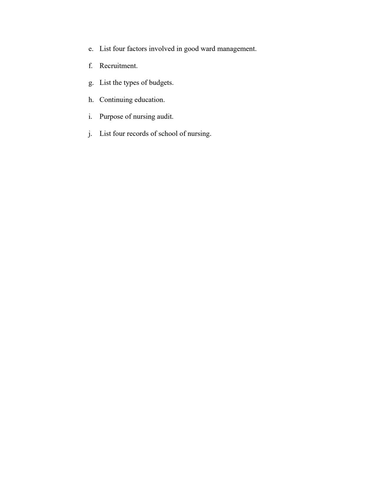 QUESTION PAPER- NURSING MANAGEMENT AND ADMINISTRATION