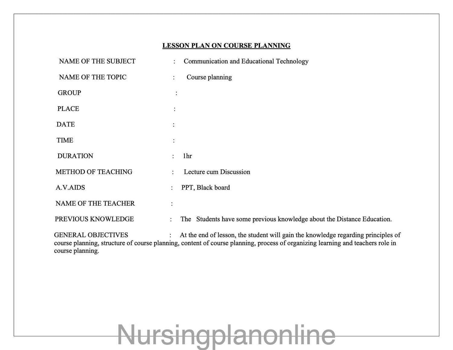 Importance of Lesson Plans in Nursing Education - Nursing Plan Online