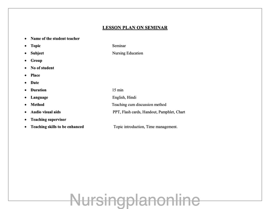 LESSON PLAN -SEMINAR