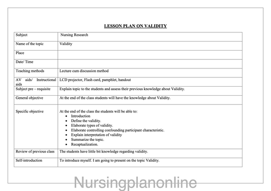 LESSON PLAN- VALIDITY