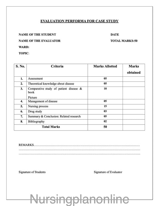 FORMAT- CASE STUDY - Nursing Plan Online