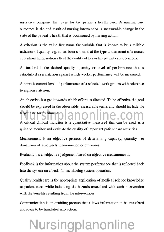 NOTES ON QUALITY CONTROL NURSING - Nursing Plan Online