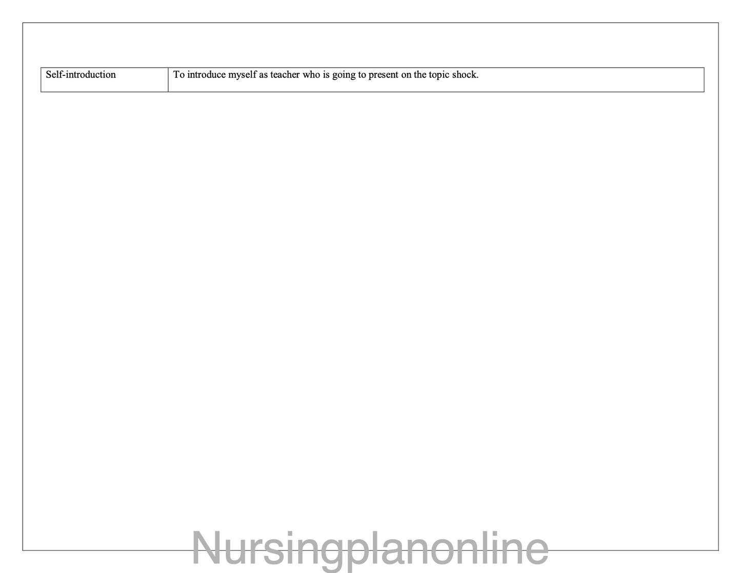 LESSON PLAN- SHOCK