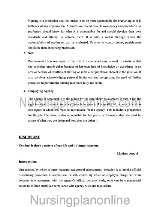 NOTES ON ACCOUNTABILITY AND DISCIPLINE - Nursing Plan Online