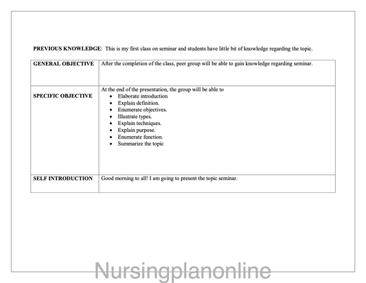 LESSON PLAN -SEMINAR
