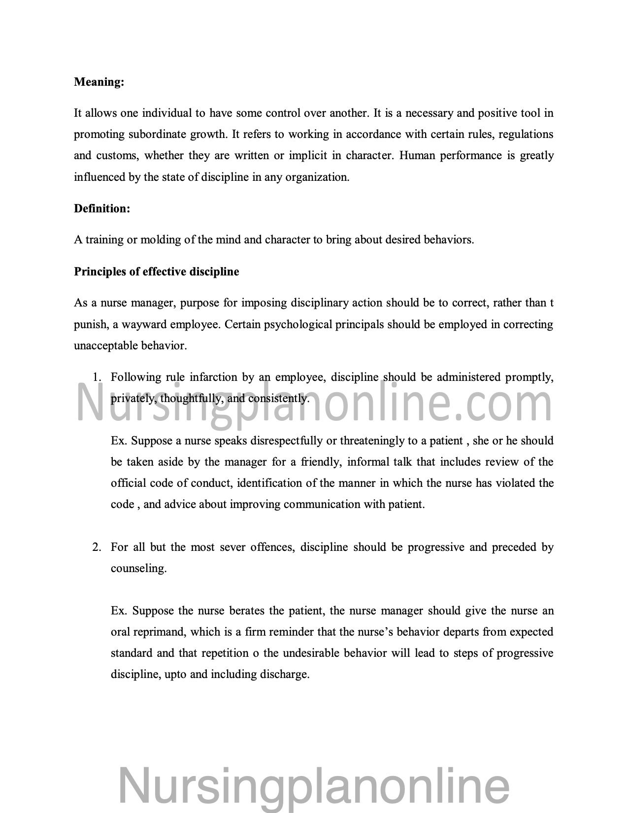 NOTES ON ACCOUNTABILITY AND DISCIPLINE - Nursing Plan Online