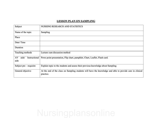 LESSON PLAN - SAMPLING