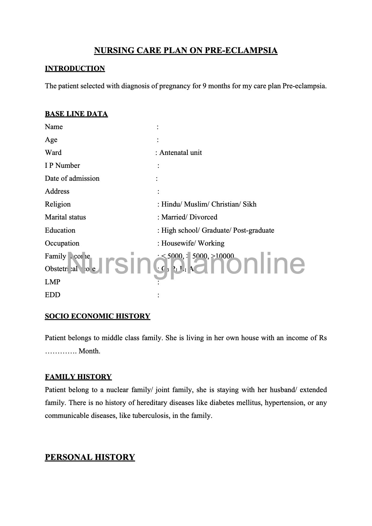 NURSING CARE PLAN- PRE-ECLAMPSIA WITH THEORY APPLICATION