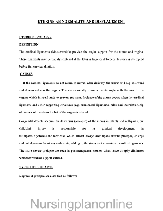 NOTES- UTERINE DISPLACEMENT