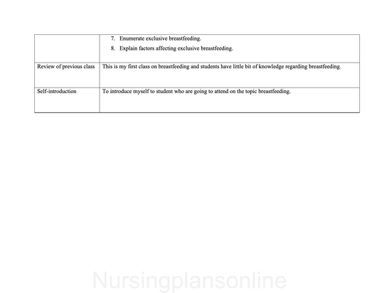 LESSON PLAN- BREASTFEEDING