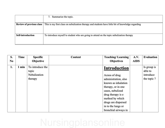 LESSON PLAN - NEBULIZATION THERAPY