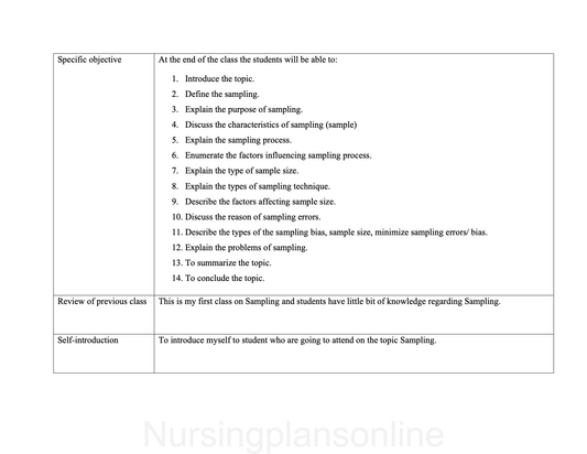 LESSON PLAN - SAMPLING