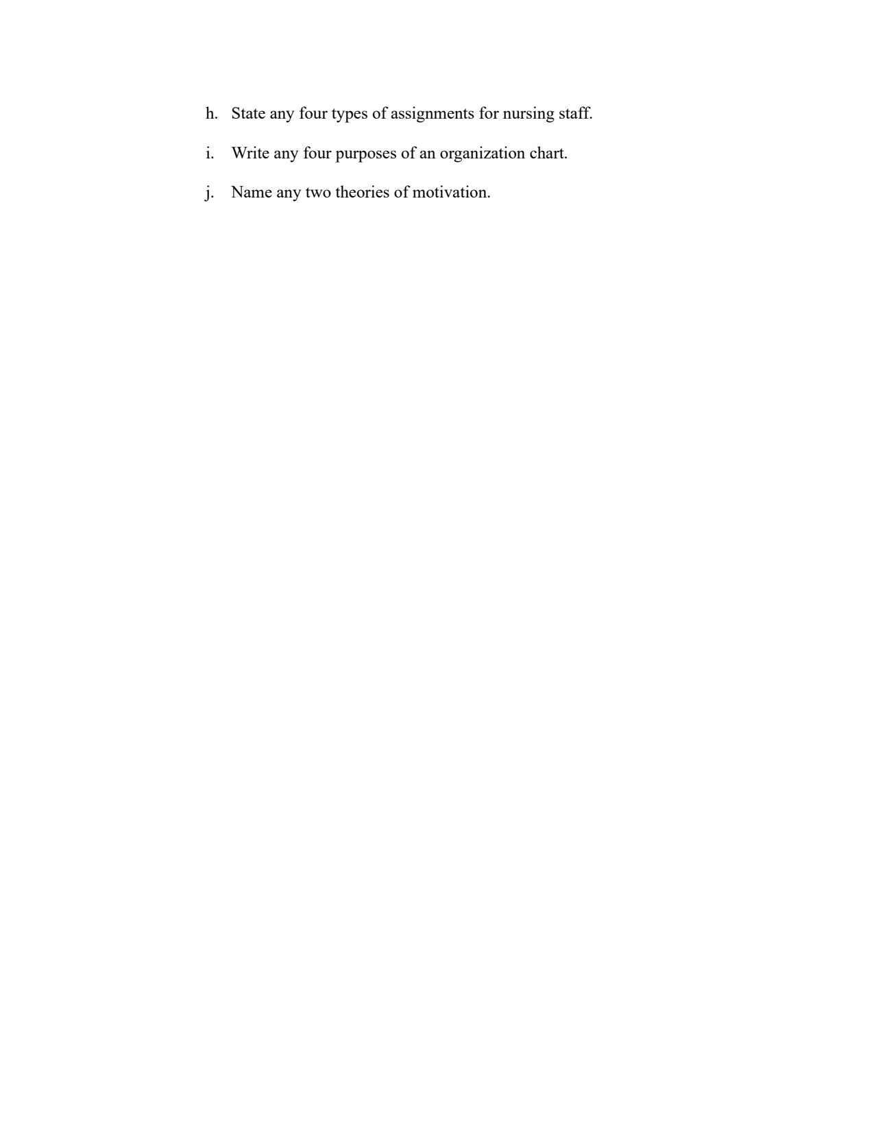 QUESTION PAPER- NURSING MANAGEMENT AND ADMINISTRATION