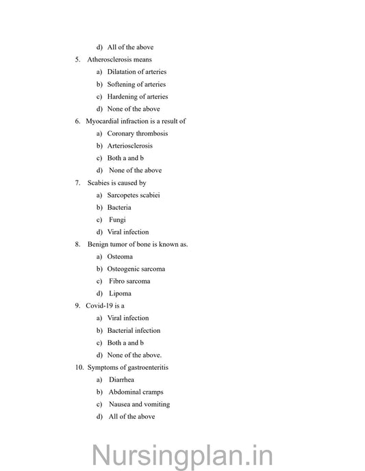 QUESTION PAPER - ADULT HEALTH NURSING I (THIRD SEMESTER) - Nursing Plan Online