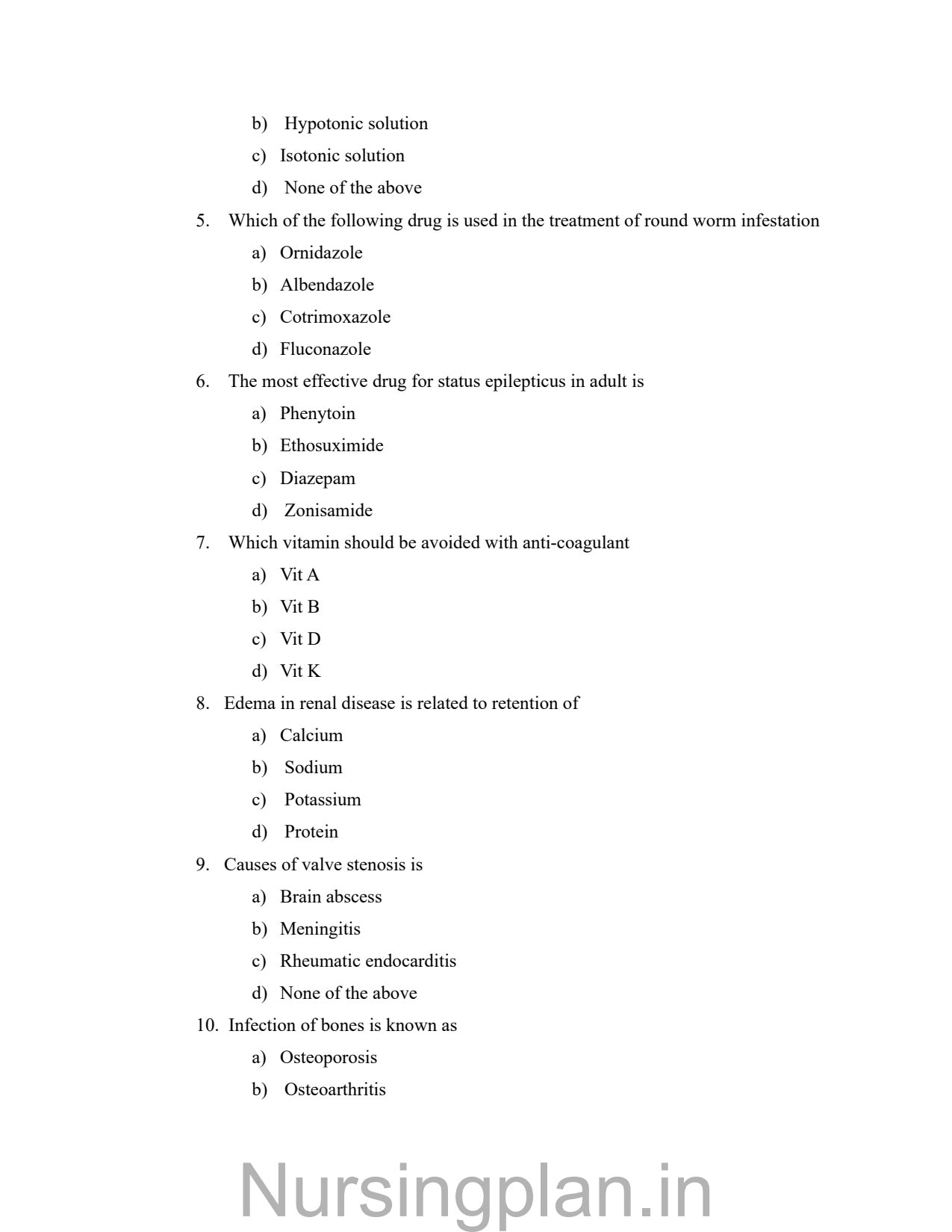 QUESTION PAPER- PHARMACOLOGY AND PATHOLOGY (I & II) & GENETICS (5TH SEMESTER) - Nursing Plan Online