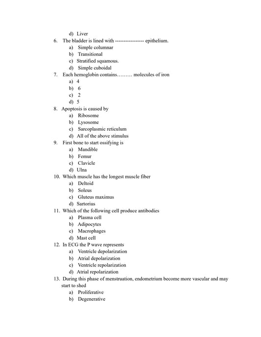 QUESTION PAPER - APPLIED ANATOMY AND APPLIED PHYSIOLOGY.