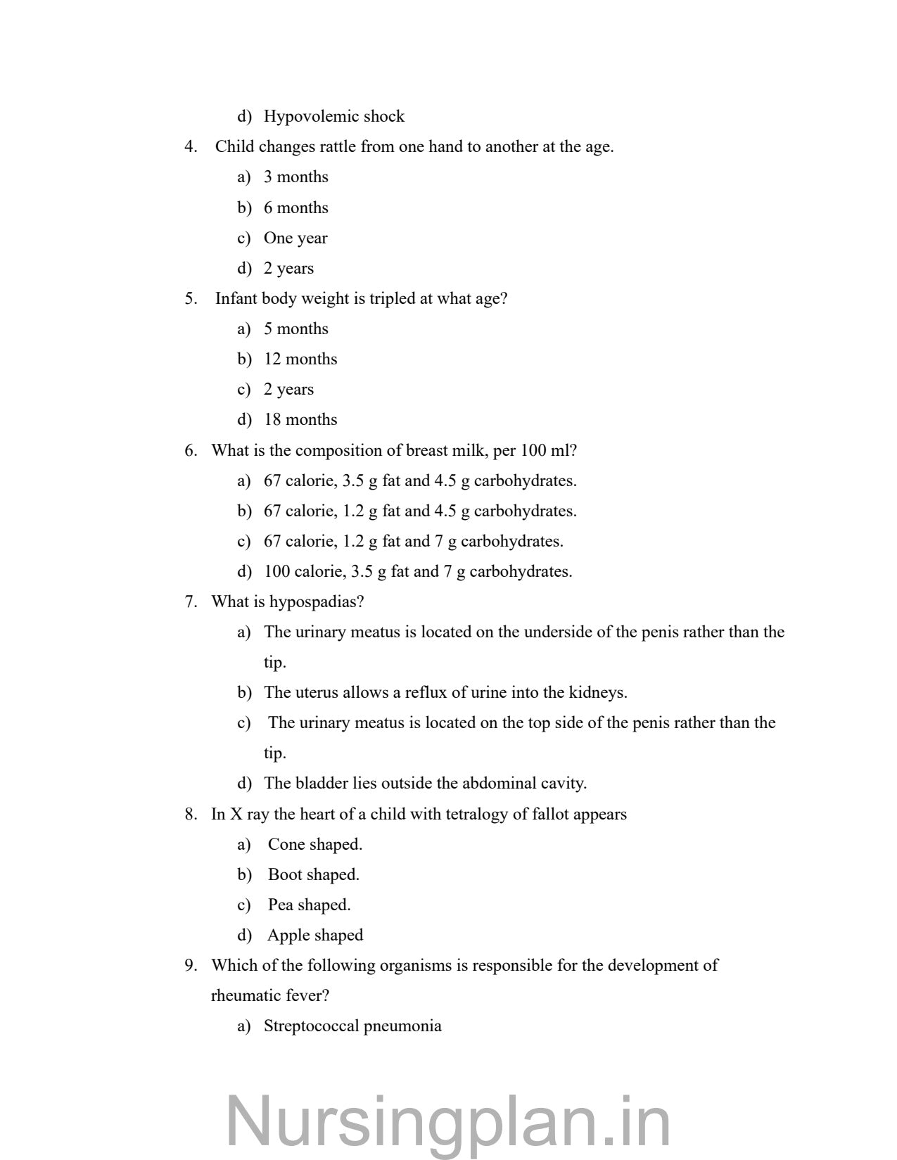 QUESTION PAPER- CHILD HEALTH NURSING (I&II) 5TH SEMESTER - Nursing Plan Online