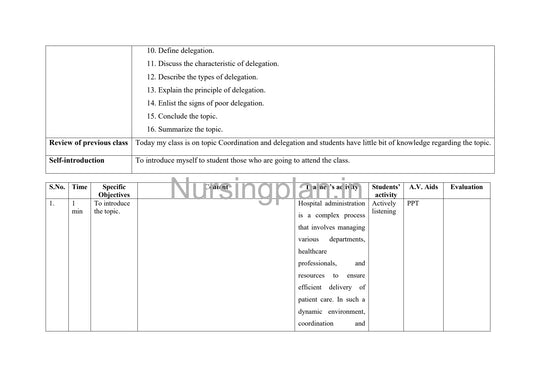 Coordination and delegation lesson plan