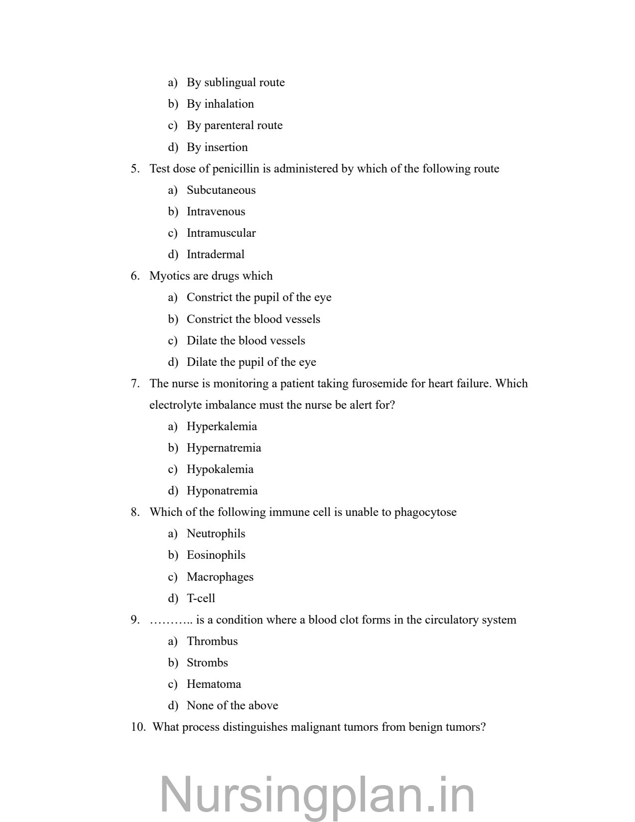QUESTION PAPER- PHARMACOLOGY AND PATHOLOGY (I & II) & GENETICS (5TH SEMESTER) - Nursing Plan Online