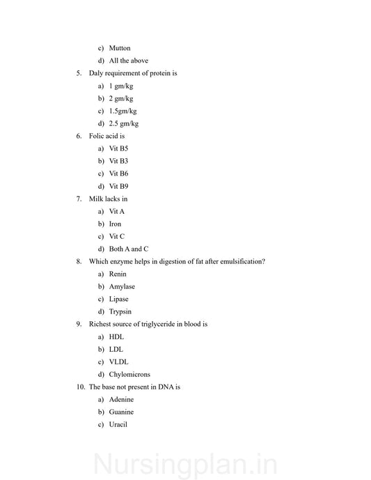 QUESTION PAPER-APPLIED BIOCHEMISTRY AND APPLIED NUTRITION AND DIETETICS