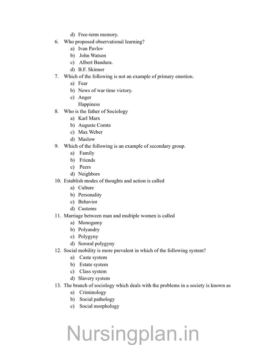 QUESTION PAPER- APPLIED SOCIOLOGY AND APPLIED PSYCHOLOGY