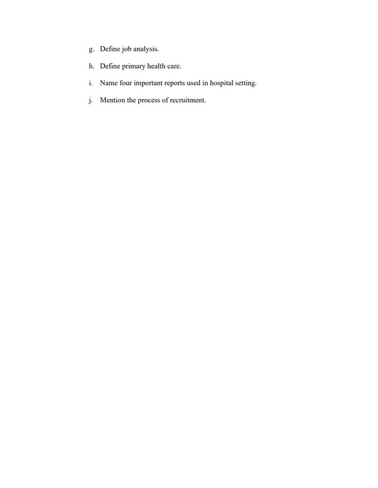 QUESTION PAPER- NURSING MANAGEMENT AND ADMINISTRATION