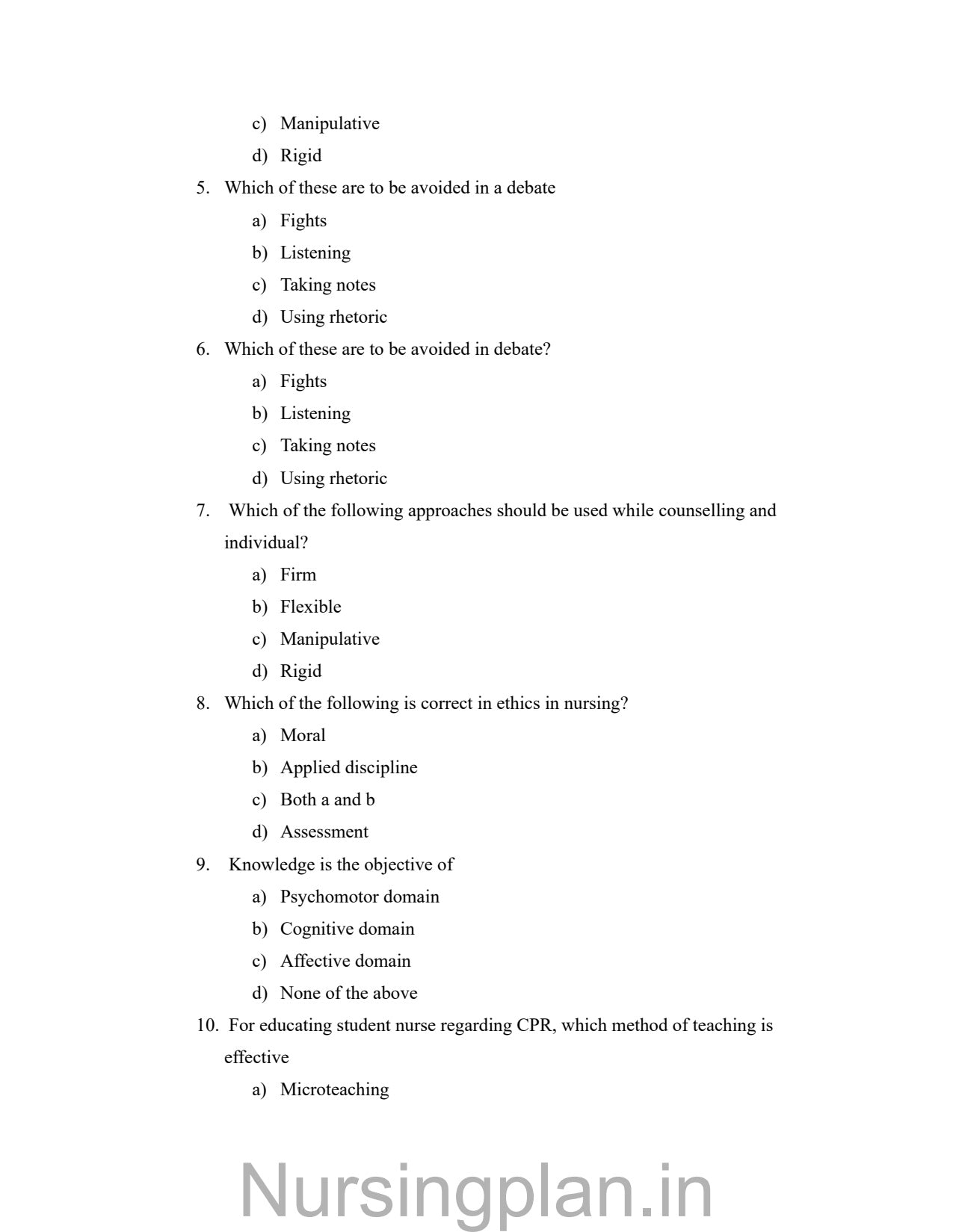 QUESTION PAPER- EDUCATIONAL TECHNOLOGY/ NURSING EDUCATION (5TH SEMESTER) - Nursing Plan Online